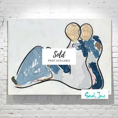 modern figurative painting devoted couple soft colours