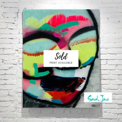 sarah-jane-paintings-sold---hidden-truth-painting-modern-abstract-face-distorted---vibrant-colours-statement-piece