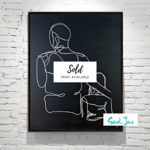 black canvas modern drawing father daughter