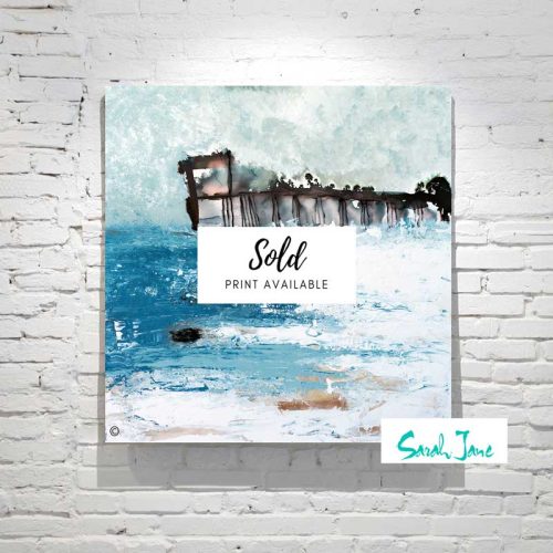 sarah-jane-paintings-sold---tsunami-painting-modern-rough-ocean-old-jetty