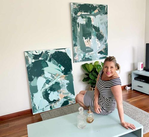 sarah jane paints tradtional abstract pieces - Another Day in Paradise I and II