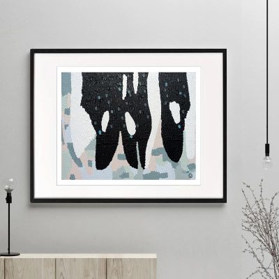 modern fine aart print whales diving in ocean