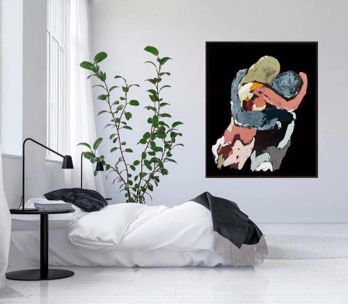 white bedroom - colourful abstract figurative couple - body bloom viii - sarah jane australian artist
