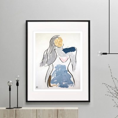 confident woman figurative print modern abstract titled bodyline v framed or unfarmed by sarah jane australian artist