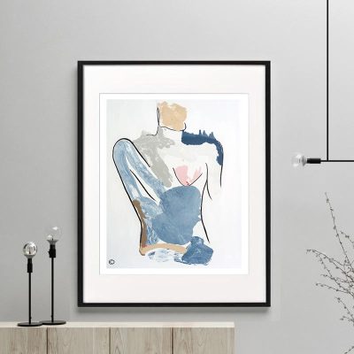 woman figurative print modern abstract bodyline I framed or unframed by sarah jane australian artist